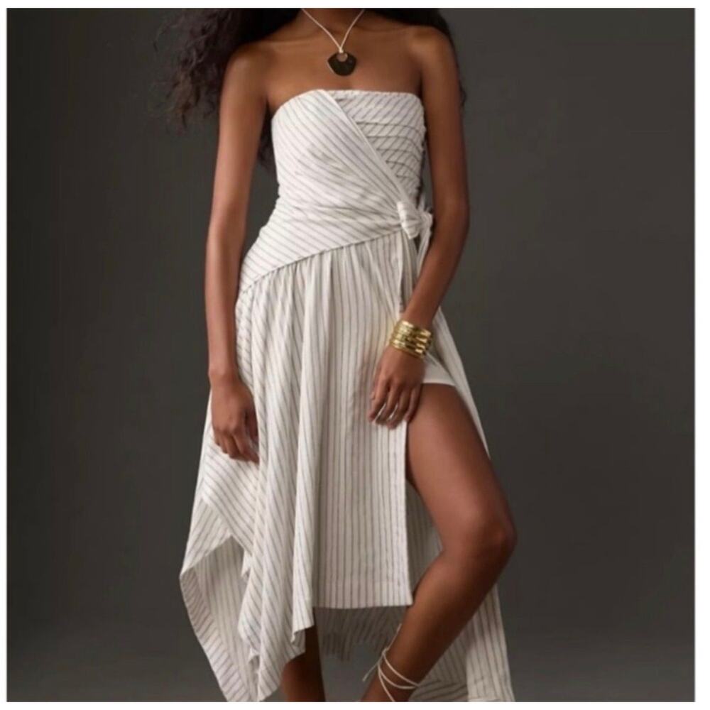Anthropologie Strapless Hanky-Hem Midi Dress Size L, $198 MSRP